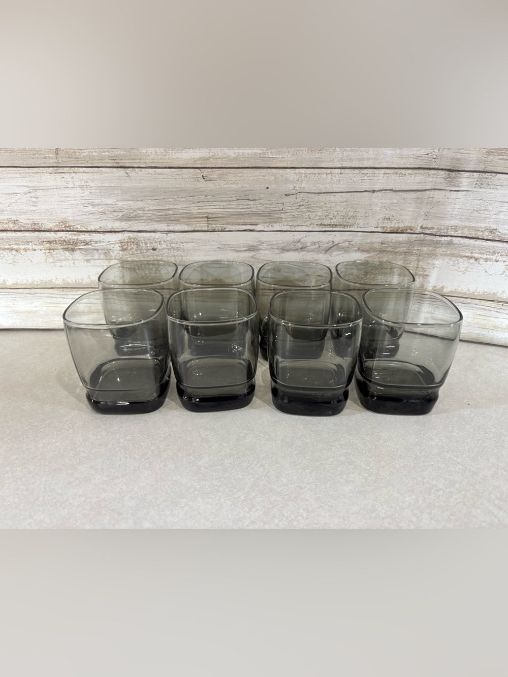 Set of 8 vintage Libbey Carrington square lowball glasses